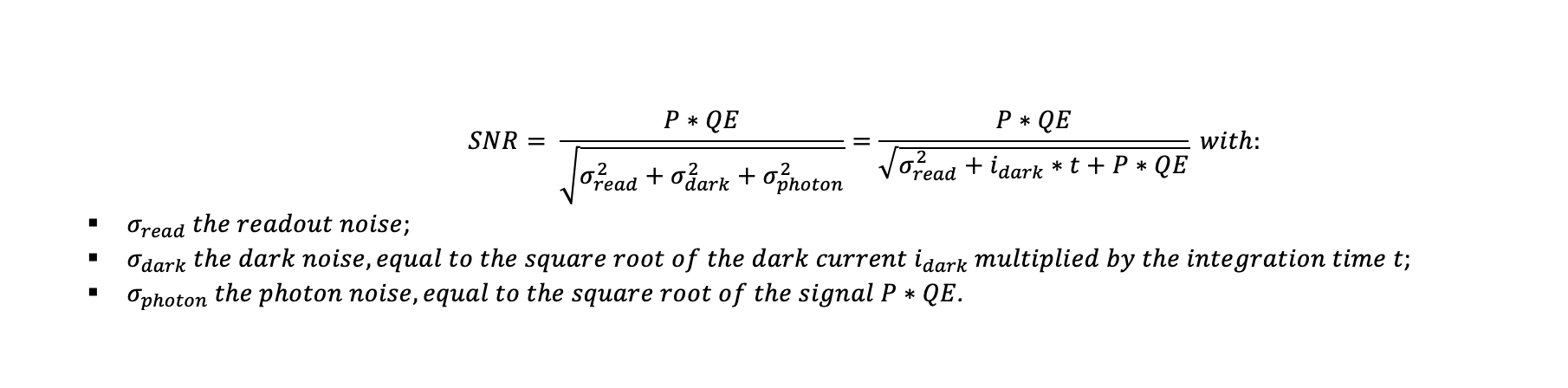 signal to noise ratio formula